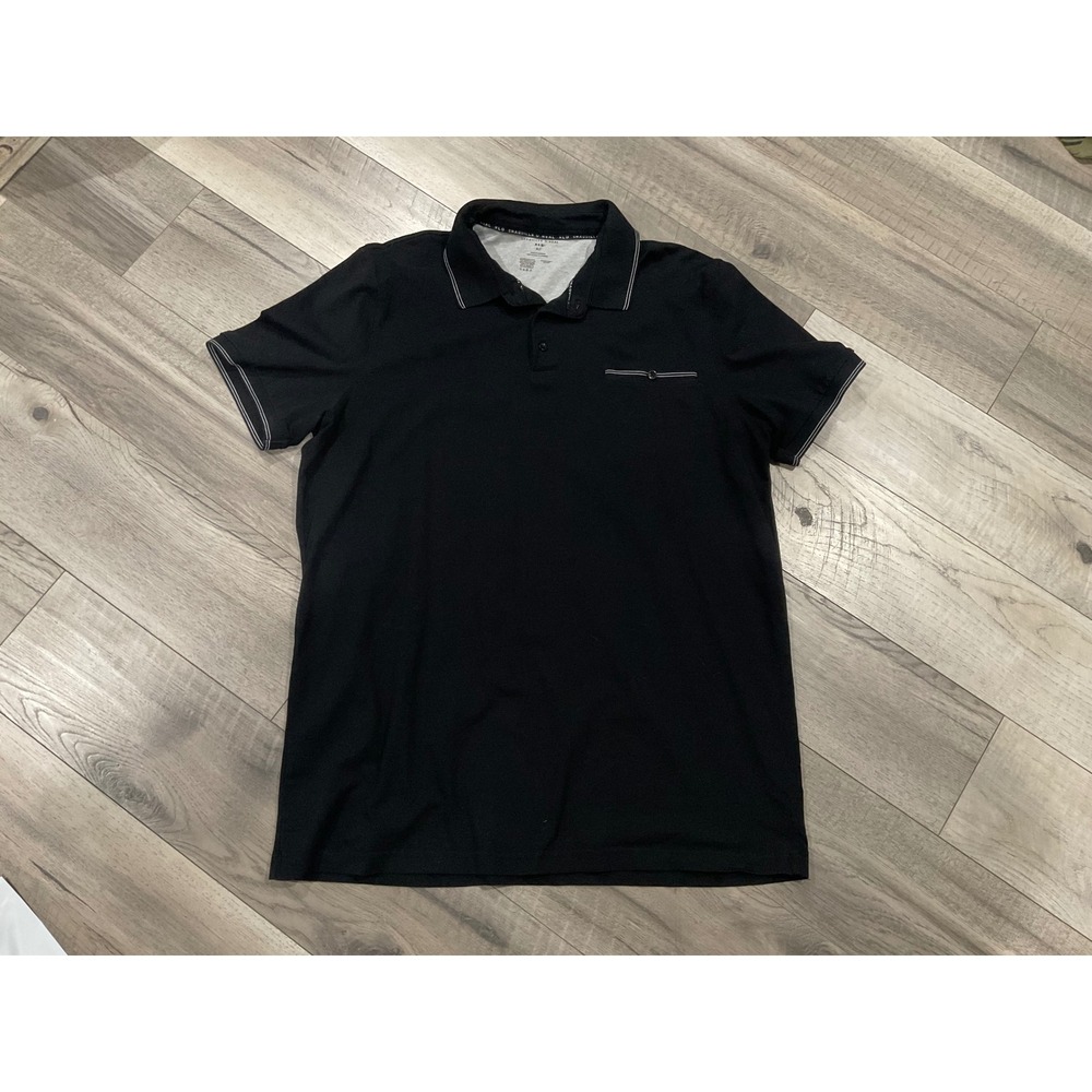 Shaquille O'Neal‎ Mens XLG XLT Black Short Sleeve Polo Shirt Chest Pocket Tall
